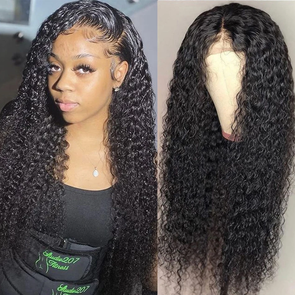 

30inches Human Hair Jerry Curly Closure Wig Kinky Curly Indian Hair for Women Deep Curly Density 180% Wet and Wavy Wig perruque