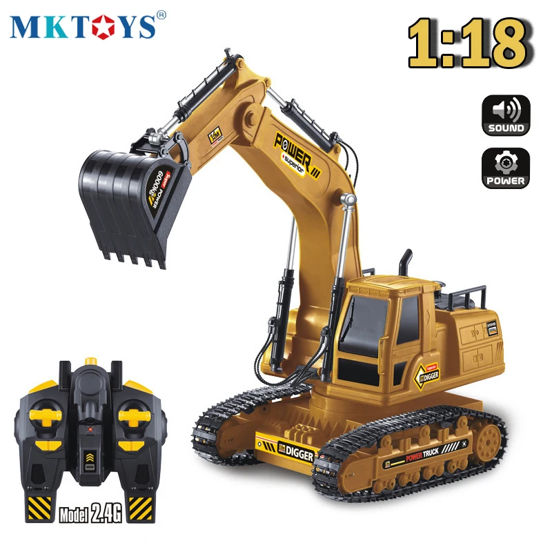 

1:18 RC Truck RC Excavator Tractor Model Engineering Car 2.4G Radio 680 Rotation Digging Soil Sound Effects Kids Toy
