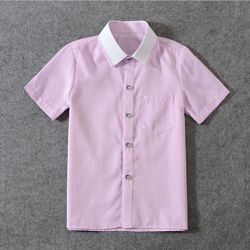 Pink-Stripe YuanLu г.; детская рубашка с короткими рукавами; одежда для малышей; мягкая хлопковая летняя блузка для малышей - Цвет: Pink-Stripe