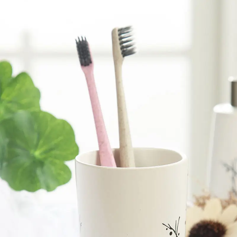 Зубная щетка 4 шт./партия бамбуковая угольная зубная дорожная портативная ручная