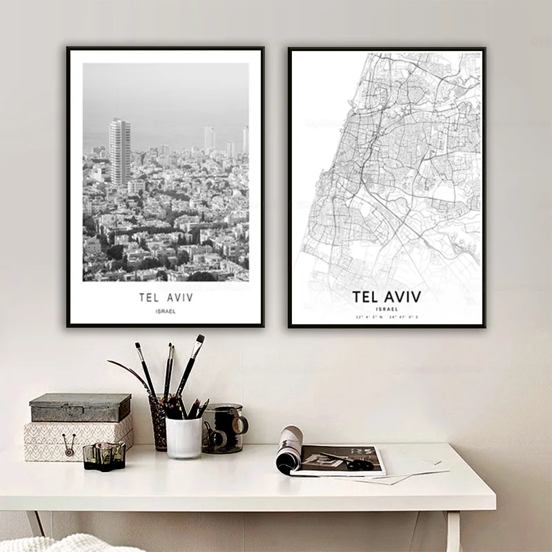 Плакат для фотосъемки с изображением города в Тель-Авив настенная Картина на