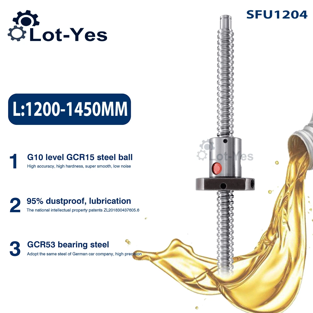 

SFUL1204 SFU1204 Left-hand Thread Right-handed Ball screw 1200 - 1450 mm cold rolling C7 SFU 1204 Ballscrew with single ball nut
