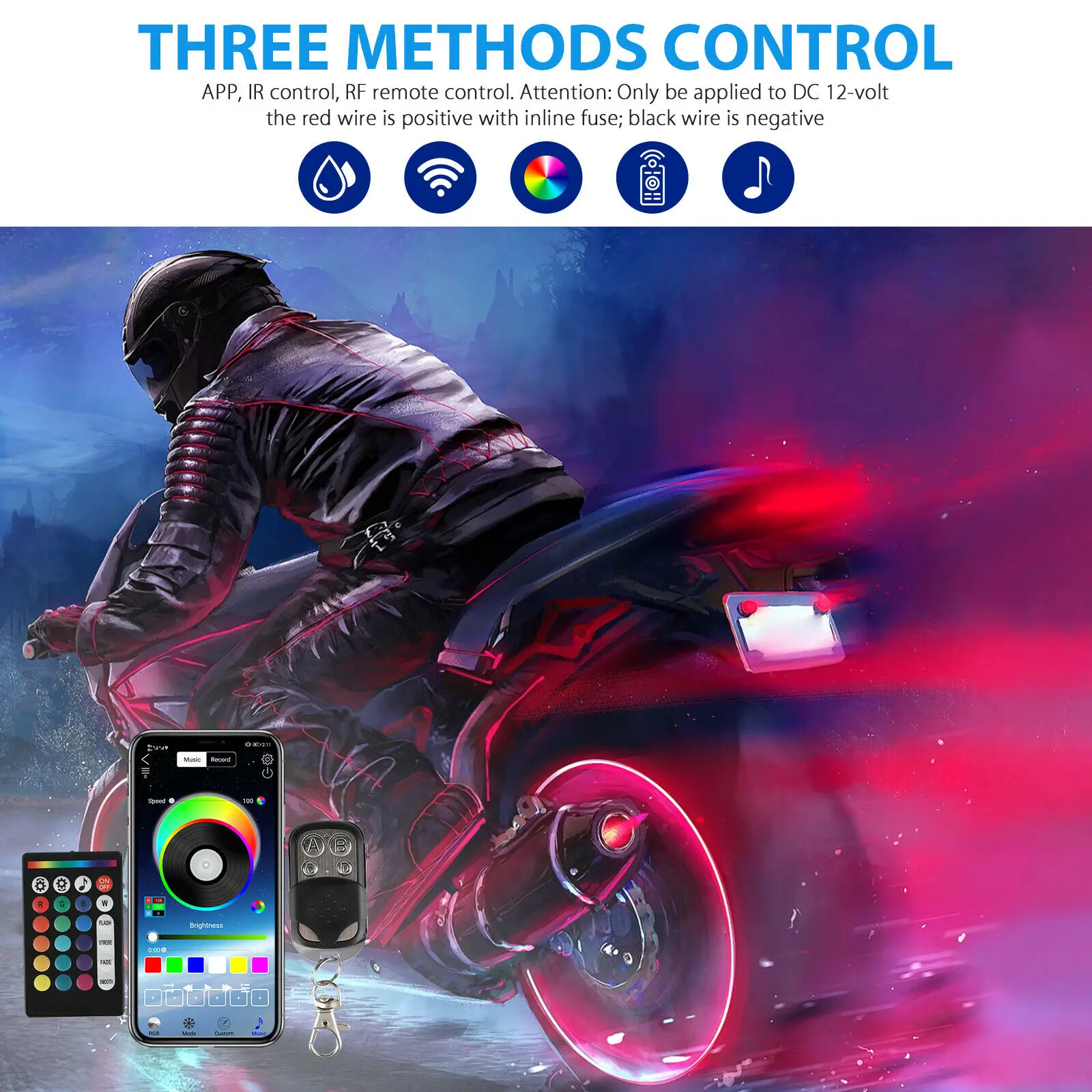 12 шт. мотоциклетные светодиодный неон полосы лампы RGB многоцветный под свечение