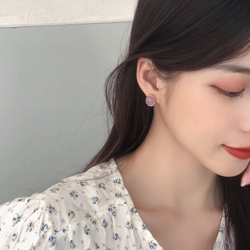

S925 sterling silver 2020 new Korean simple temperament ins style geometric spar earrings elegant girl earrings