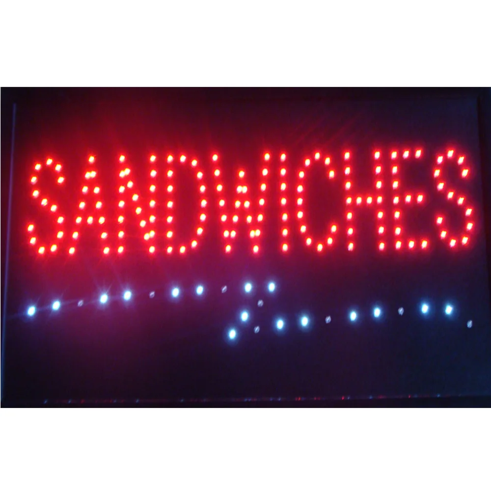 

Sandwiches Pizza Led Open Bussiness Neon Signs Sized 10*19 Inch Super Brightly Flashing Sandwiches Pizza Food Store Sign Led