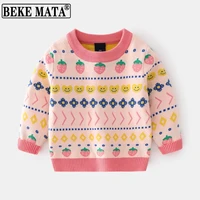 beke mata children sweaters girls winter fruit print toddler girl pullover sweater long sleeve double layer knit cotton clothes