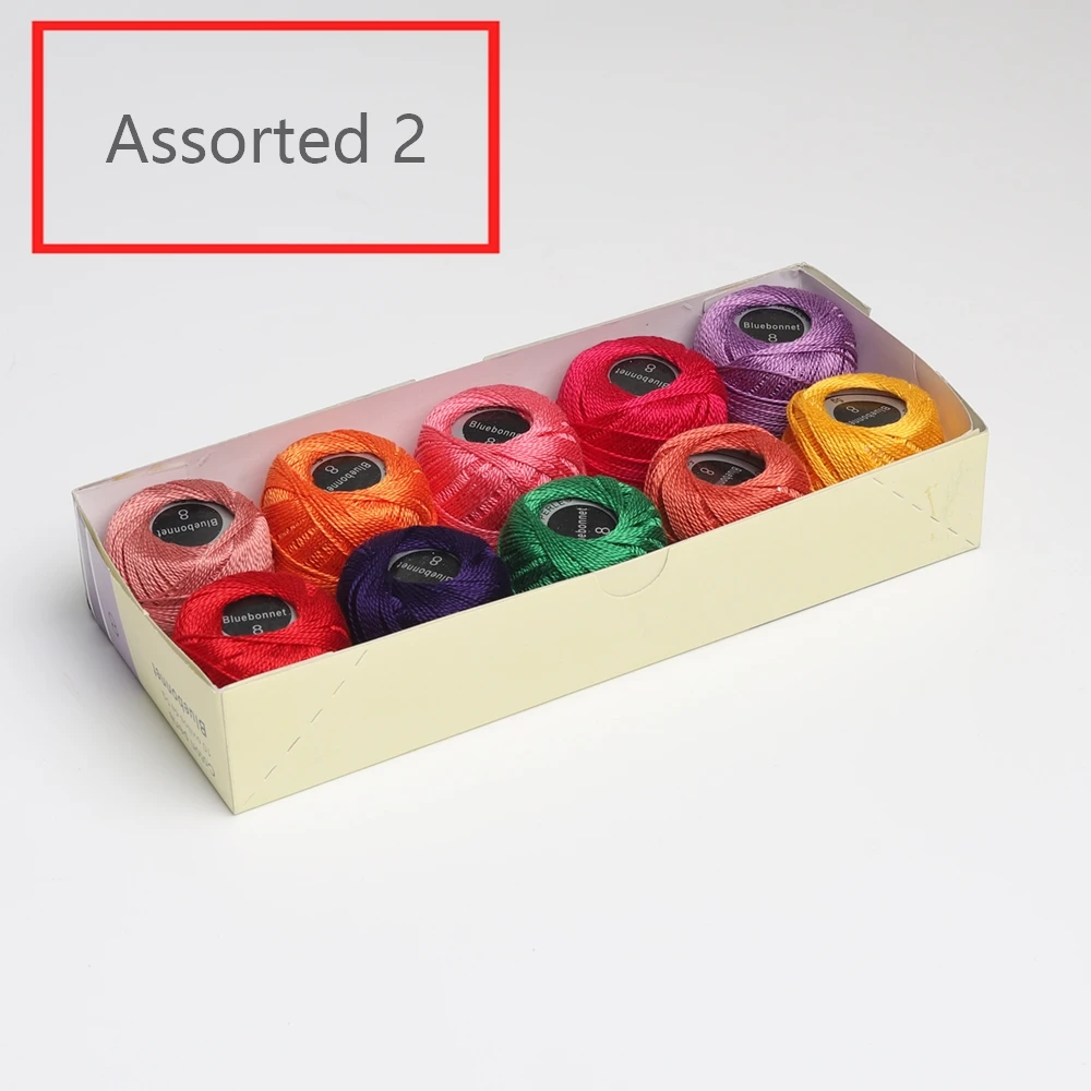 ASSORTED 2 5 граммов размер, 8 жемчужных хлопковых нитей для вышивки крестиком, 43 ярдов на шарик, Двойной Мерсеризованный длинный штапельный хлопок, 10 шт./col - Цвет: ASSORTED 2