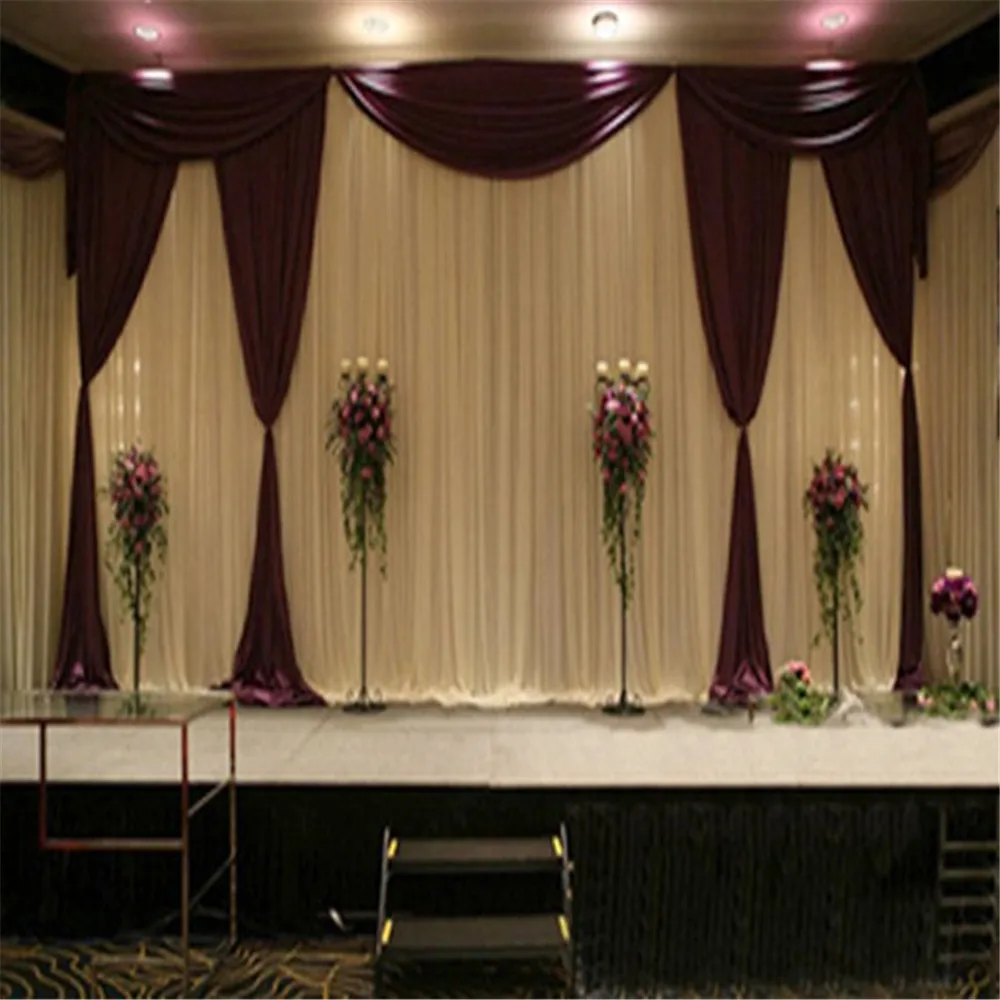 

Wedding 3mx6m Stage Backdrop Decoration Stage Background With Beatiful Swag Wedding Stage Curtain Party Backdrop Curtains