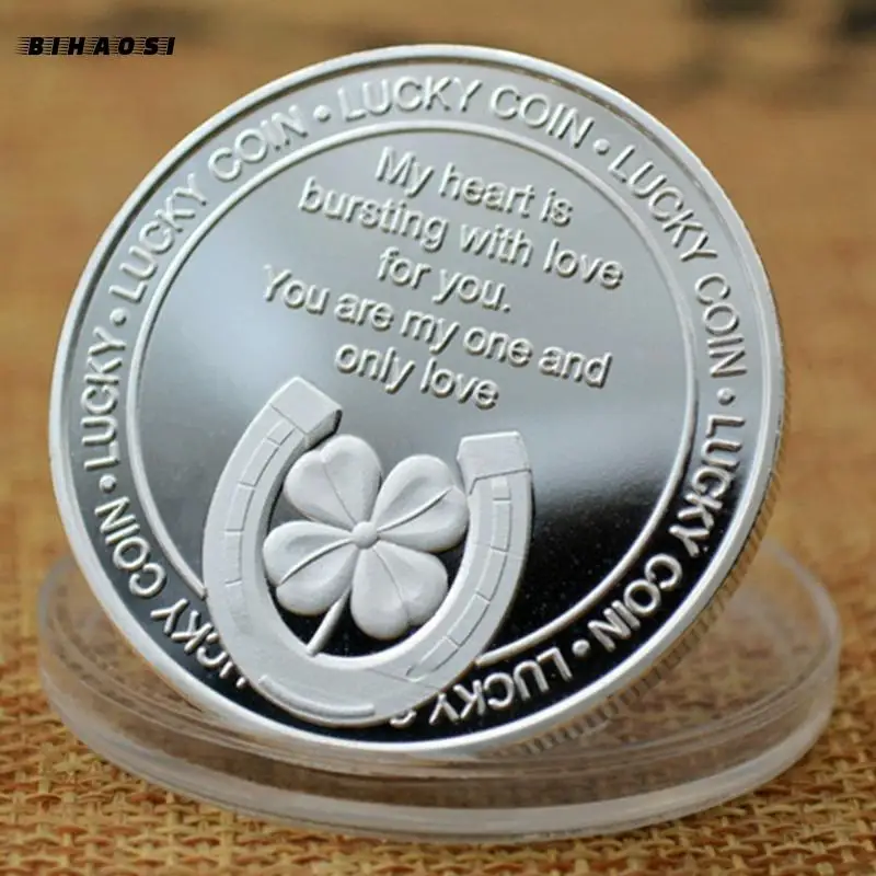 Любовь Счастливая металлическая поделка МОНЕТА 999 Посеребренная позолоченная