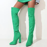 street walking style boots chunky heel plush comfortable shoes winter 2022 new pointy toe over knee boots
