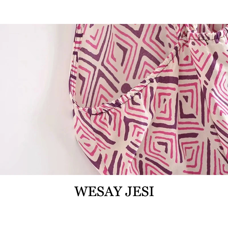 

WESAY JESI Women's Clothing 2021 Za Casual Dress Woman Summer Fashion Vintage Backless Mini Dress Halter Sexy Printed Sundress