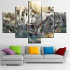 5 шт., настенные модульные картины и постеры с изображением белого дракона