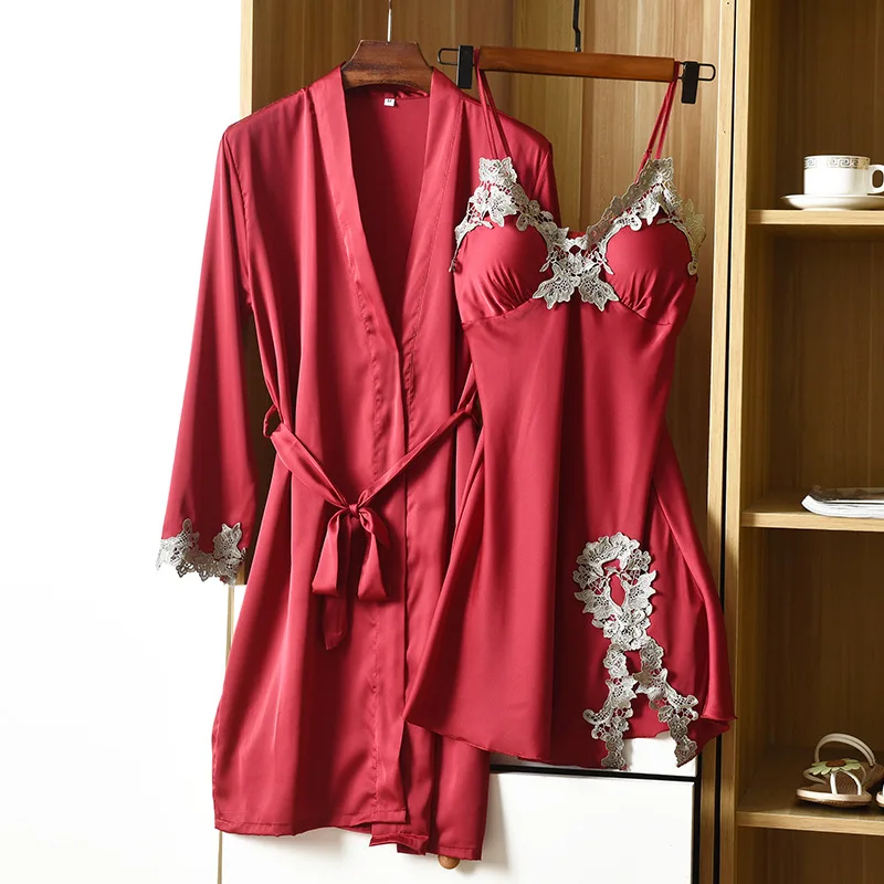 

Summer Women Robe Sets Sexy V-Neck Nightgown Bathrobe Gown Summer Loose Full Sleeve Kimono M-XXL Casual Nightdress Home Dressing
