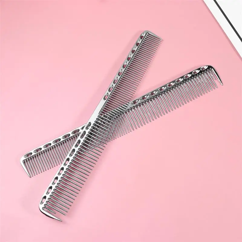 

2pcs Barber Hair Salon Comb Long Hair Comb Hair Smoothing Comb Creative Hairdressing Aluminum Comb
