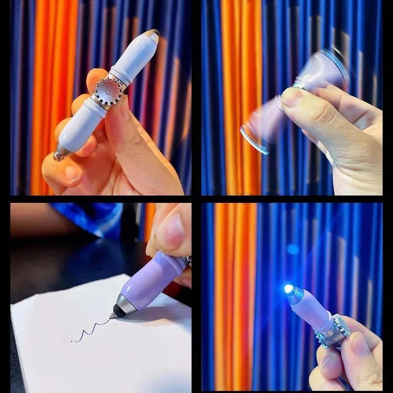 LED Rotating Touch Screen Fingertip Pen New Multifunctional Gyro Blue Ballpoint Dropshipping | Дом и сад