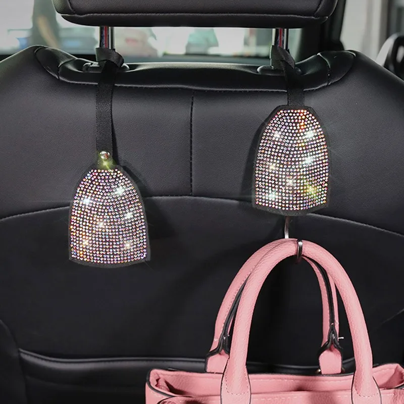 

1 PCS Car Back Seat Hidden Hook Headrest Hanger Luster Crystal Diamond Car Decor Automotive Interior Accessories for Women Gift