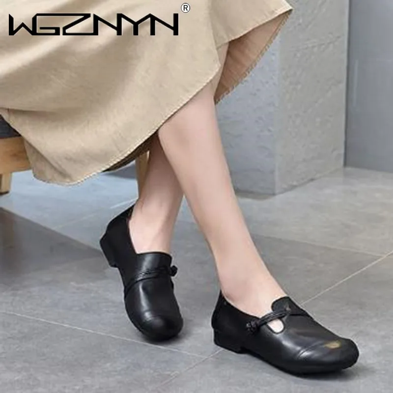 

Женские туфли из натуральной кожи, на плоской подошве, размеры до 40