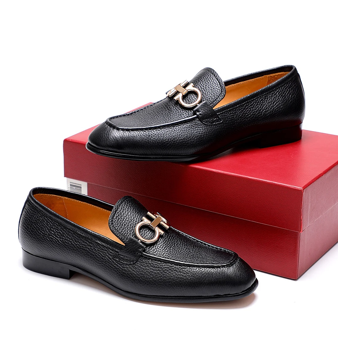 

Мужские деловые туфли из коровьей кожи, черные туфли с круглым носком и двойной пряжкой в итальянском стиле, лето 2021