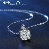 black angel fashion 925 silver necklace for women exquisite shiny imitation moissanite gemstone pendant choker jewelry gifts