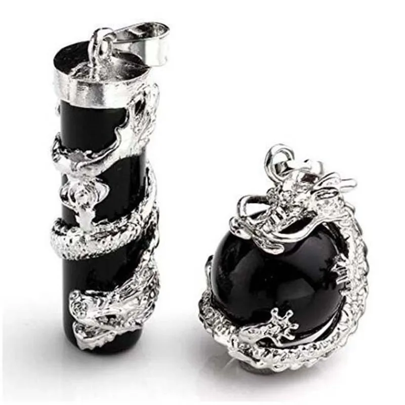 Fashion Couple Jewelry for Lovers Totem Dragon Wrap Natural Stone Bead Gems Necklace Pendant Pendulum Jewellery Gift | Украшения и