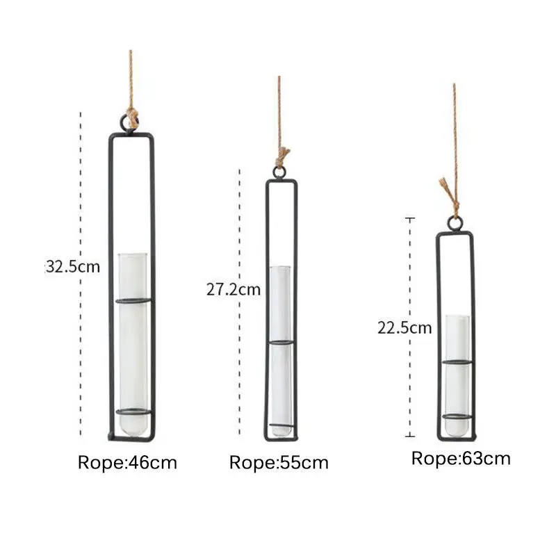 Скандинавская креативная настенная подвесная ваза для цветов железное стекло