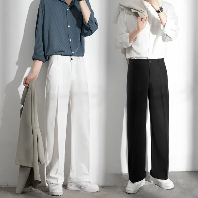 

Spring Summer Suit Pants Men's Fashion Black White Casual Pants Men Dress Pants Loose Straight Wide Leg Pants Mens Dress Pants