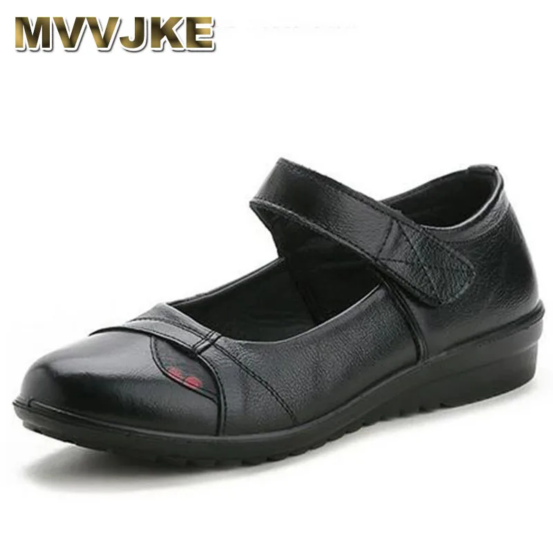 

Женская нескользящая обувь MVVJKE, осенняя Удобная черная обувь из натуральной кожи на плоской подошве, 2021