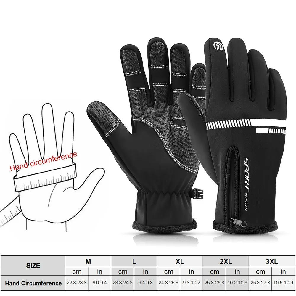 

Winter Bike Gloves Men Women Touchscreen Bicycle Gloves Waterproof Sports Gloves with Warm Lining