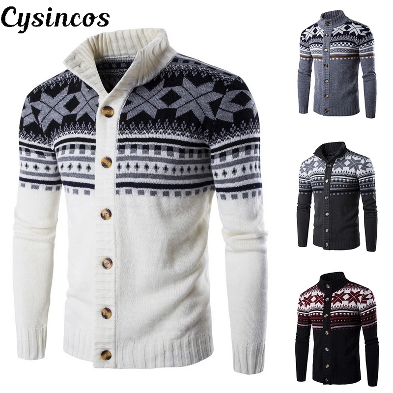 CYSINCOS мужской кардиган свитера Осенний теплый Рождественский свитер Мужская