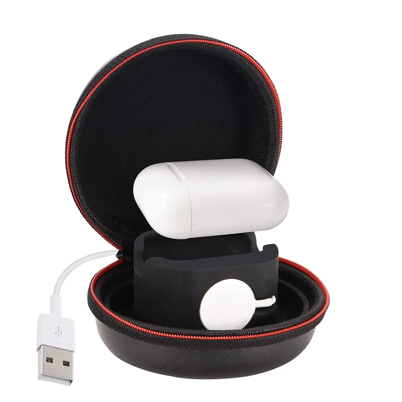 For Apple Watch Series 7 6 5 4 3 2 1 Portable Charger Holder Dock Case Travel Hard Protective Airpods Bag Pouch Cover Zipper Box