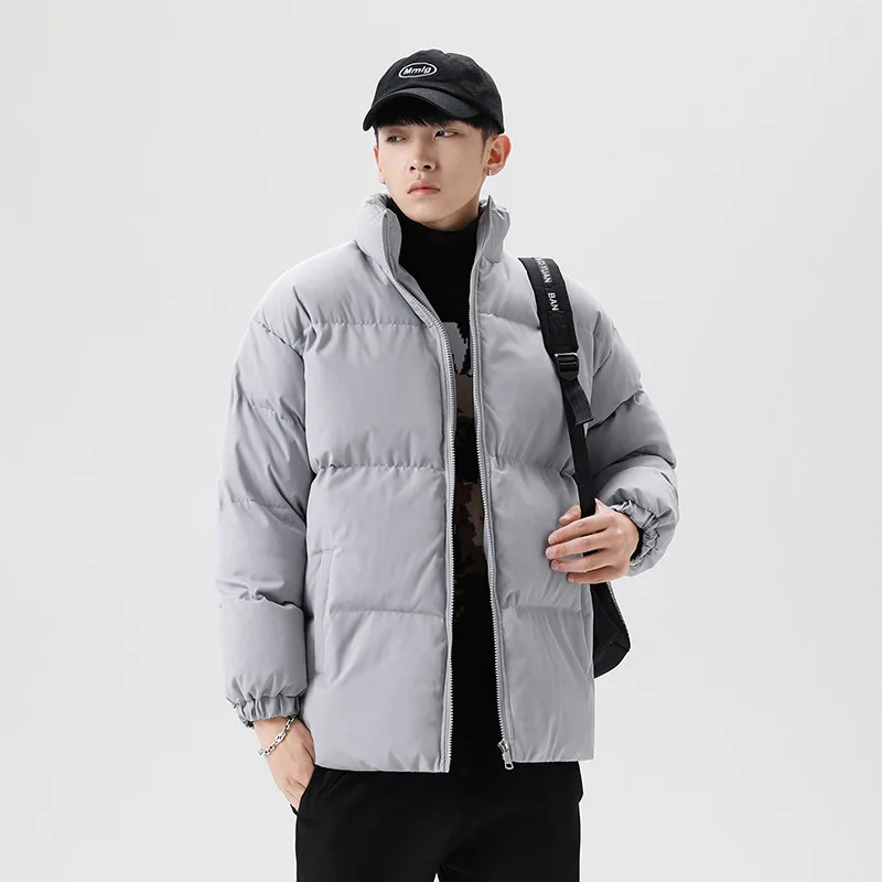 2021 winter new couple cotton jacket Korean version of the stand-up collar padded bread jacket down padded jacket men