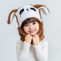 kids winter fuzzy plush balaclava hat cartoon panda rabbit windproof full cover earflap hood cap neck warmer scarf fashion new