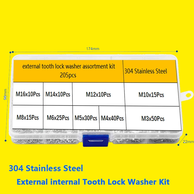 

Set Internal Tooth Lock Washer Assortment Kit Star Lock Washer External Tooth Lock Washer Assortment Kit 304 Stainless Steel