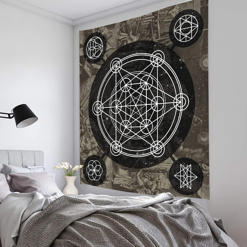 

Mandala Tapestry Tarot Card Wall Hanging Astrology Divination Witchcraft Room Decor Bedspread Throw Cover Sun Moon Wall Decor
