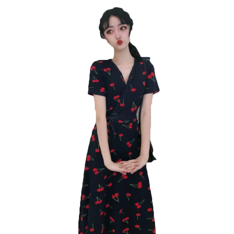 

Женское тонкое Цветочное платье с коротким рукавом, модель f183 на весну и лето, 2021