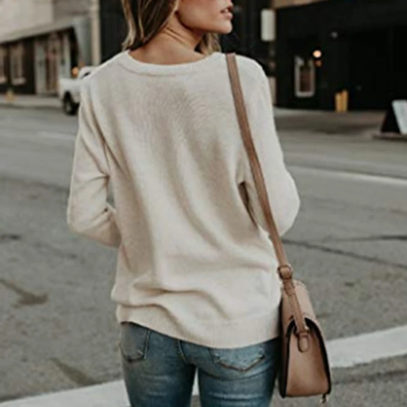 Sexy women sweater plus size V-neck spring autumn ladies pullover 2020 cross streetwear long sleeve jumper DR2244 Женская одежда