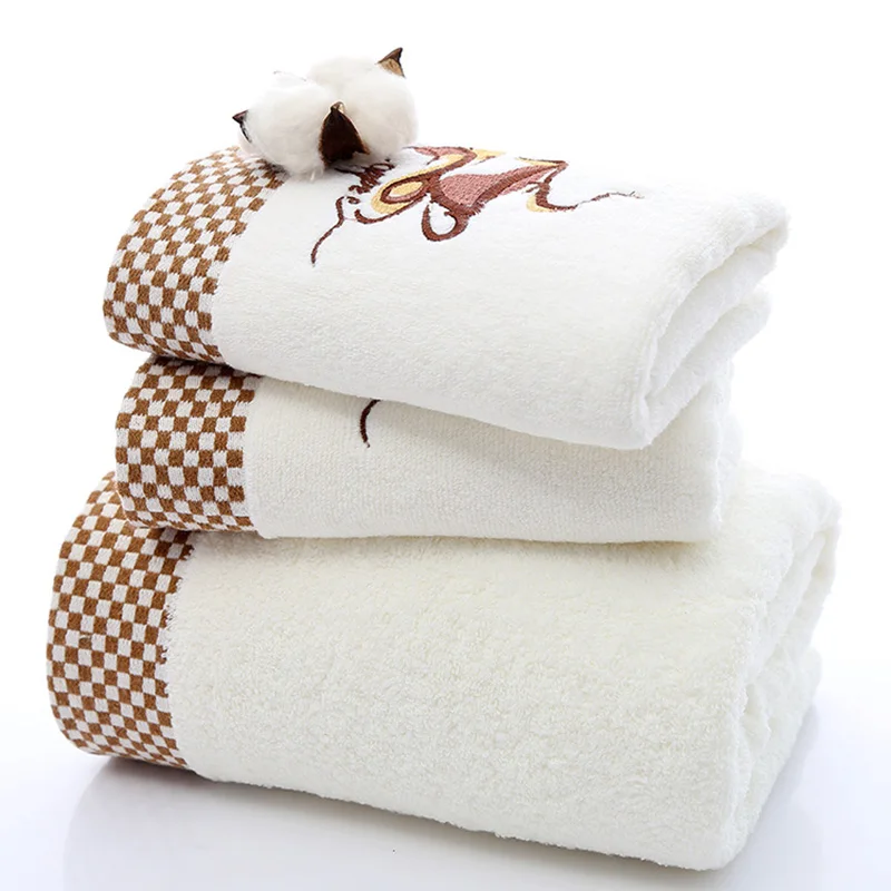 

100% Cotton Bath Towels Set Highly Absorbent Bath Towels Soft Bathroom Towels for Adults Solid Color Hand Towels Washcloths