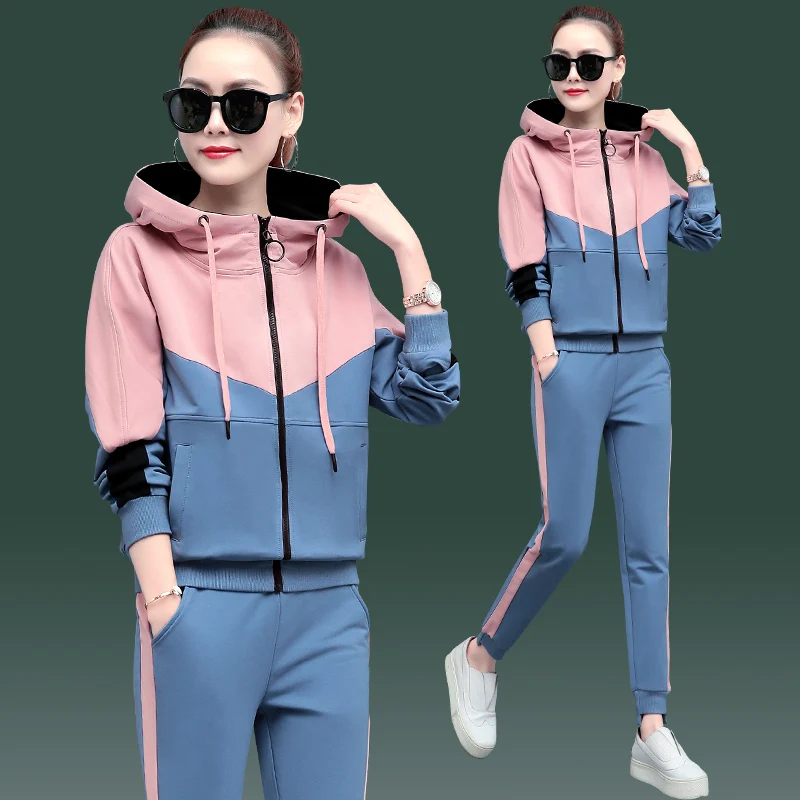 Спортивный костюм женский весна и осень 2019 новый свитер Двухсекционный модный
