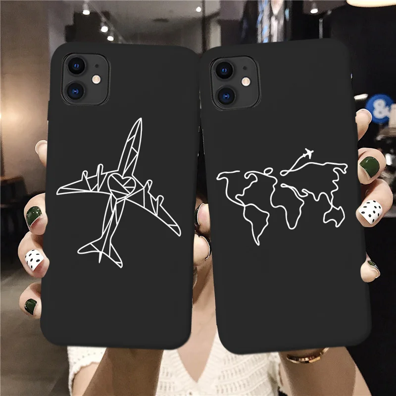 World Map Travel phone Case For iPhone 13 12 11 Pro max XR XS Max X XS Silicone airplane Cover for iPhone 8 7 Plus SE2020