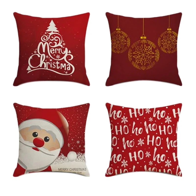 

Christmas Festive Square Pillowcase Home Decor Linen Pillow Cases Cushion Covers for Sofa Cars Pattern Gift 45X45cm