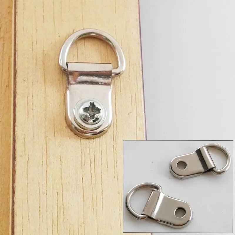 

100pcs/set D Ring Hanging Picture Frame Strap Hanger Hooks Oil Painting Mirror Hanger with Screws Kit
