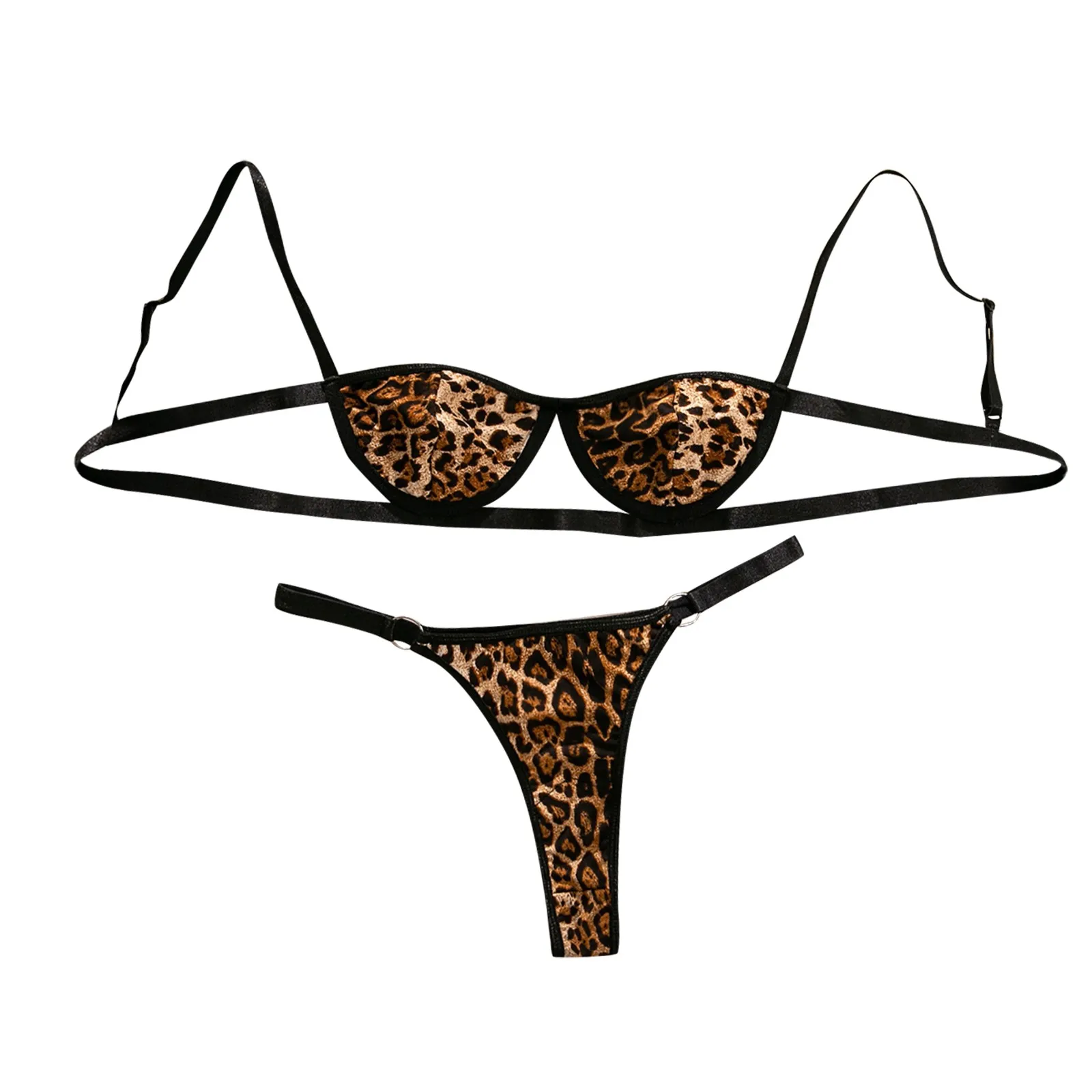 

Leopard Print Tube Top Lingerie Three-Point Temptation Nightdress Products Erotic Erotic for Women Underwear Suit Thong Panties