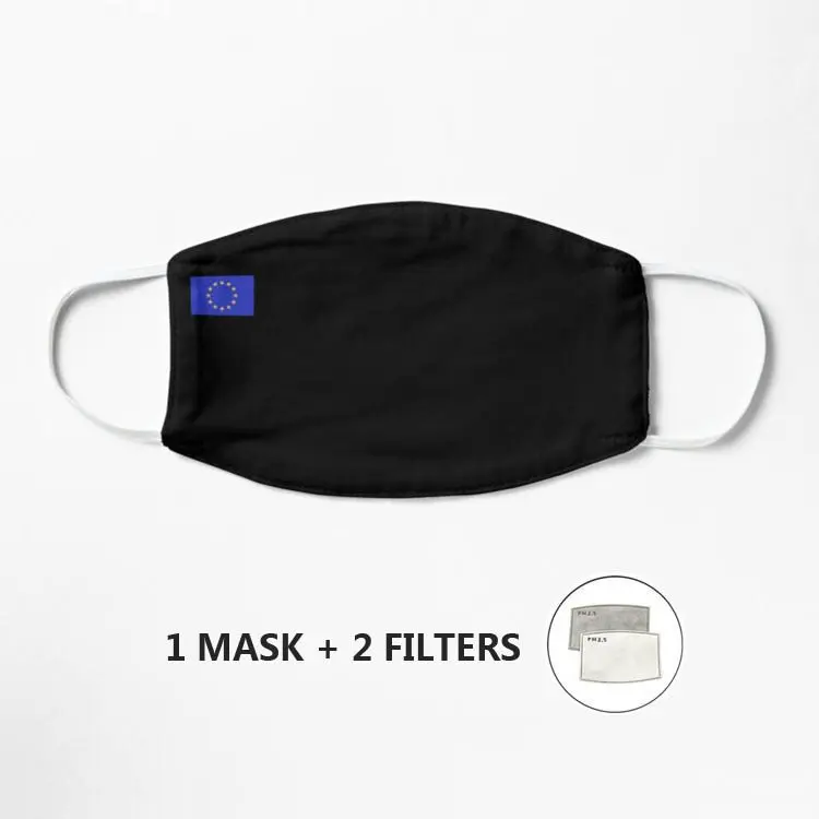 

Маска с флагом Европейского союза, маска для лица из хлопчатобумажной ткани, моющаяся, с карманом из фильтра, унисекс, 100% хлопок