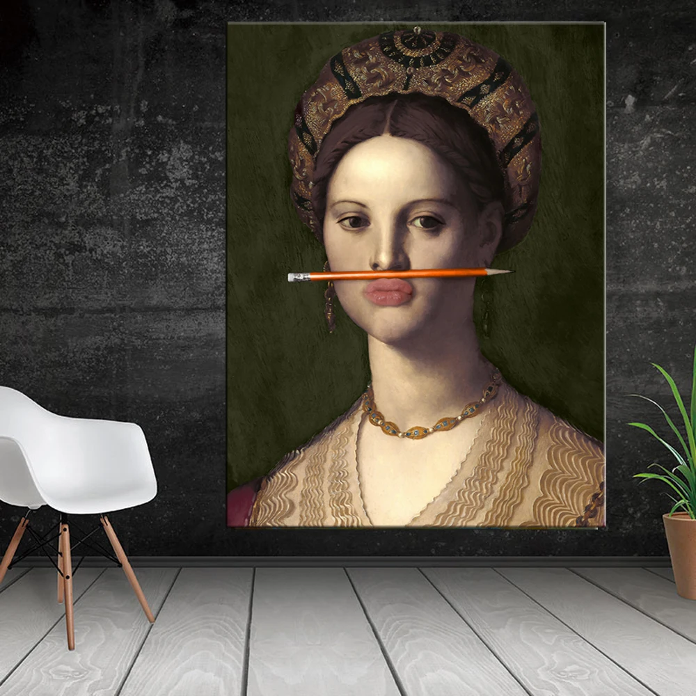 

Classical oil painting woman Canvas Interesting Double Lip Brush Painting Wall abstract art print home decoration painting
