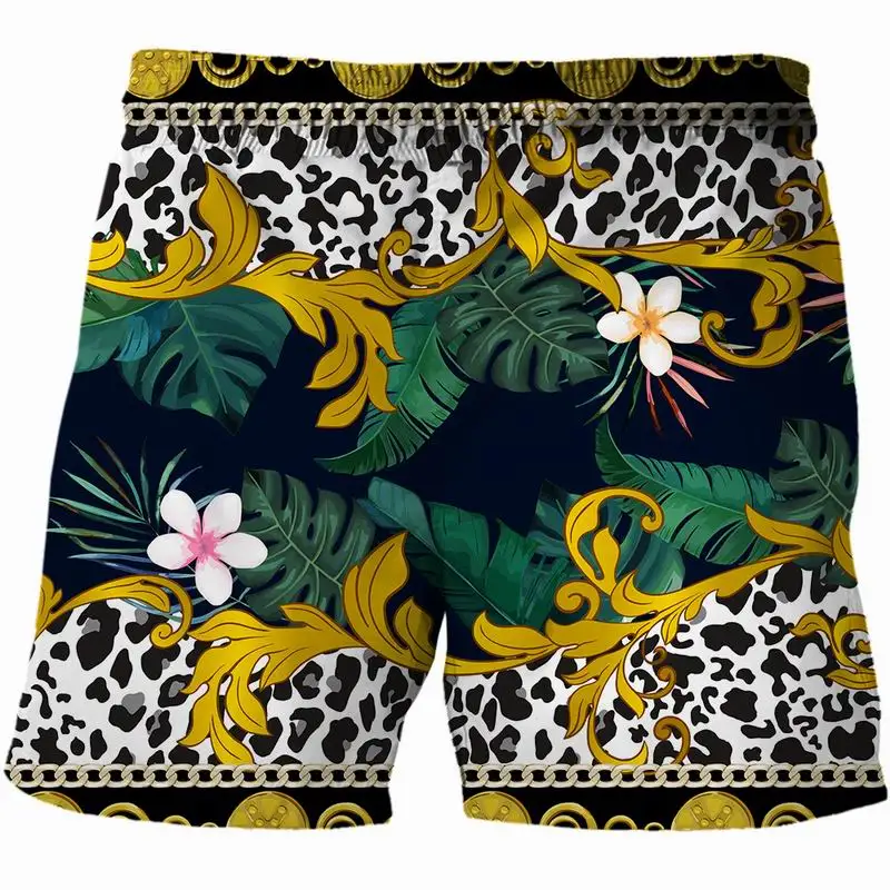 

2021 New 3D Summer Surfing Shorts Men Chain Printed Beach Shorts For Male Sport Swimming Shorts Homme Sumptuous Men clothing
