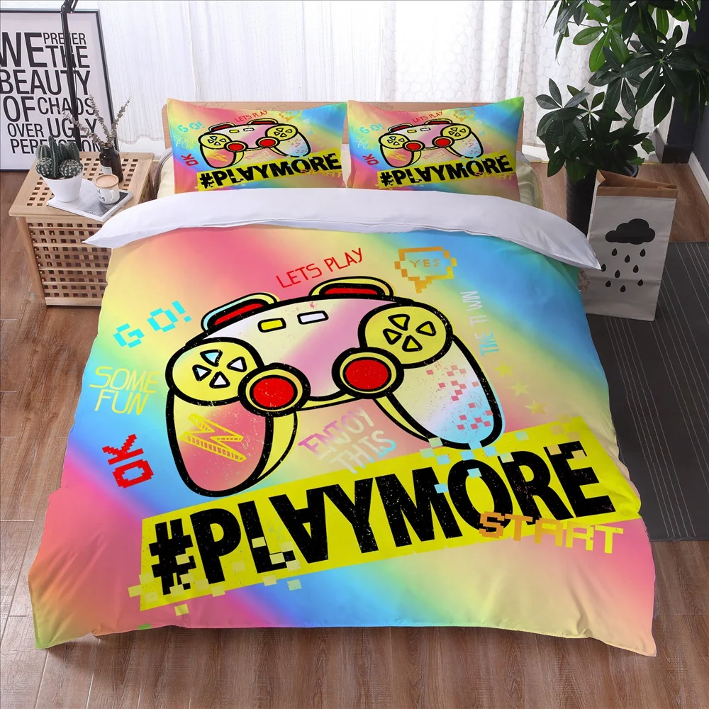 

Gamer Bedding Set Custom Gamepad Printed 3D Duvet Cover Set Twin Full Queen King Double Sizes Pillowcase Bedclothes Kid Gift