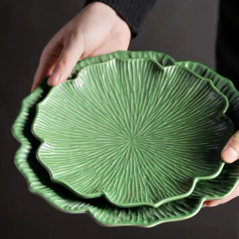 

빈티지 접시 Western Plate Pasta Pizza Fruit Tableware Ceramic Dish Home Tortenplatte Large Creative Tea Tray Handmade Lace Japanese