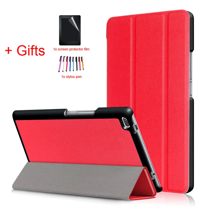 Red Из искусственной кожи чехол Чехол для lenovo Tab4 Tab 4, 8 TB-8504x TB-8504F TB-8504N TOUCHBeauty TB-850 4, 8 дюймов планшет Funda Чехол-книжка на магните чехол+ Защитная пленка на экран+ подставка для ручек - Цвет: Red