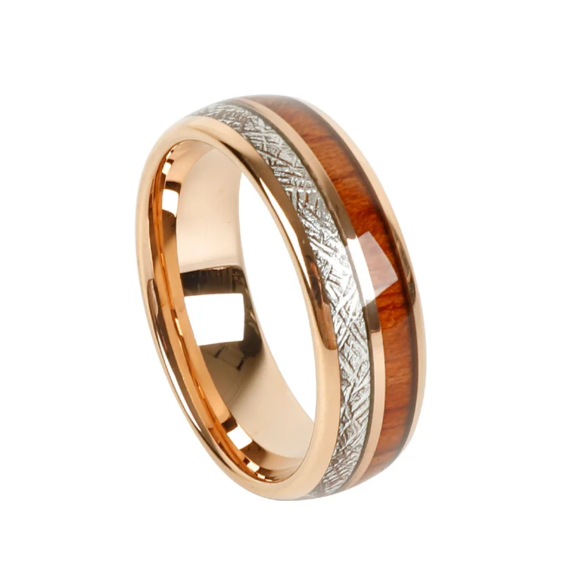 

Unique Wood meteorolites Tungsten Carbide Rings For men and women Comfort Fit Wedding Band Alliance Jewelry Hand Finger Ring