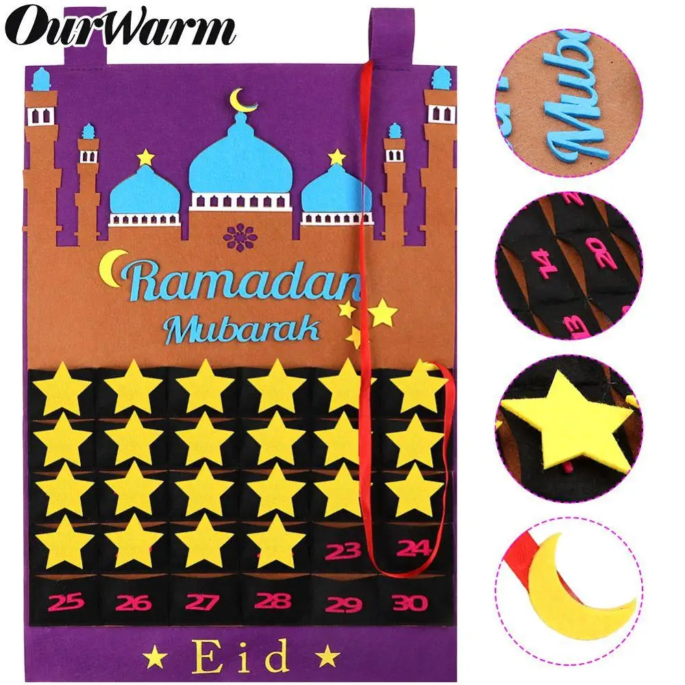 OurWarm Eid Mubarak обратный отсчет фетровый самодельный календарь для Рамадана детей с